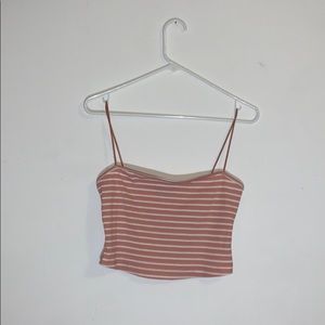 Pink and White Striped Crop Top